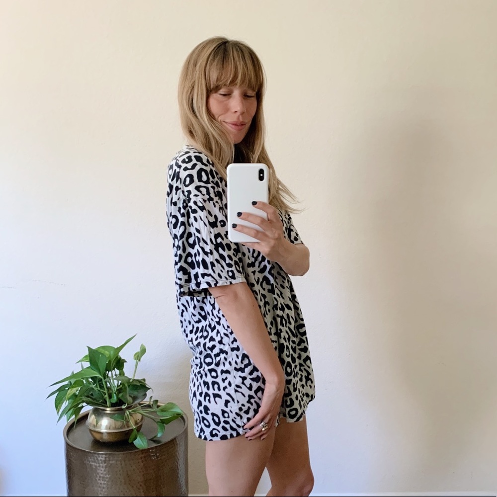 Motel oversized shirt in leopard print